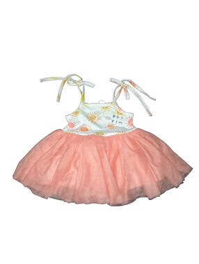 NEW PETE & LUCY 0-6 MONTHS PRETTY DRESS BABY SUMMER PEACH FRILLY SUNSHINE